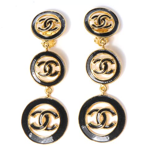 black and gold chanel cc earrings|Chanel clip on earrings price.